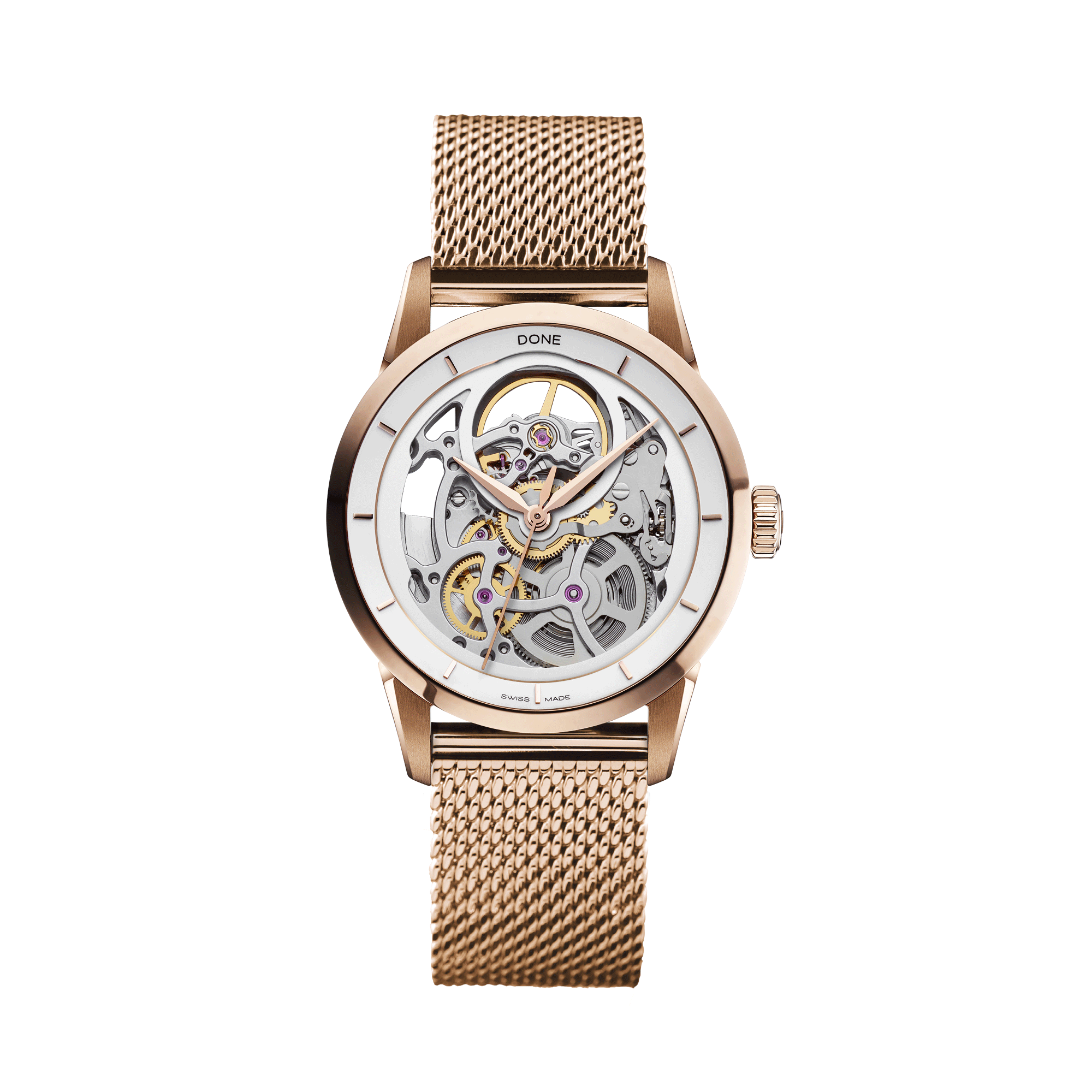 #Bracelet_Milanais acier doré, #Bracelet_Rose gold-tone mesh bracelet
