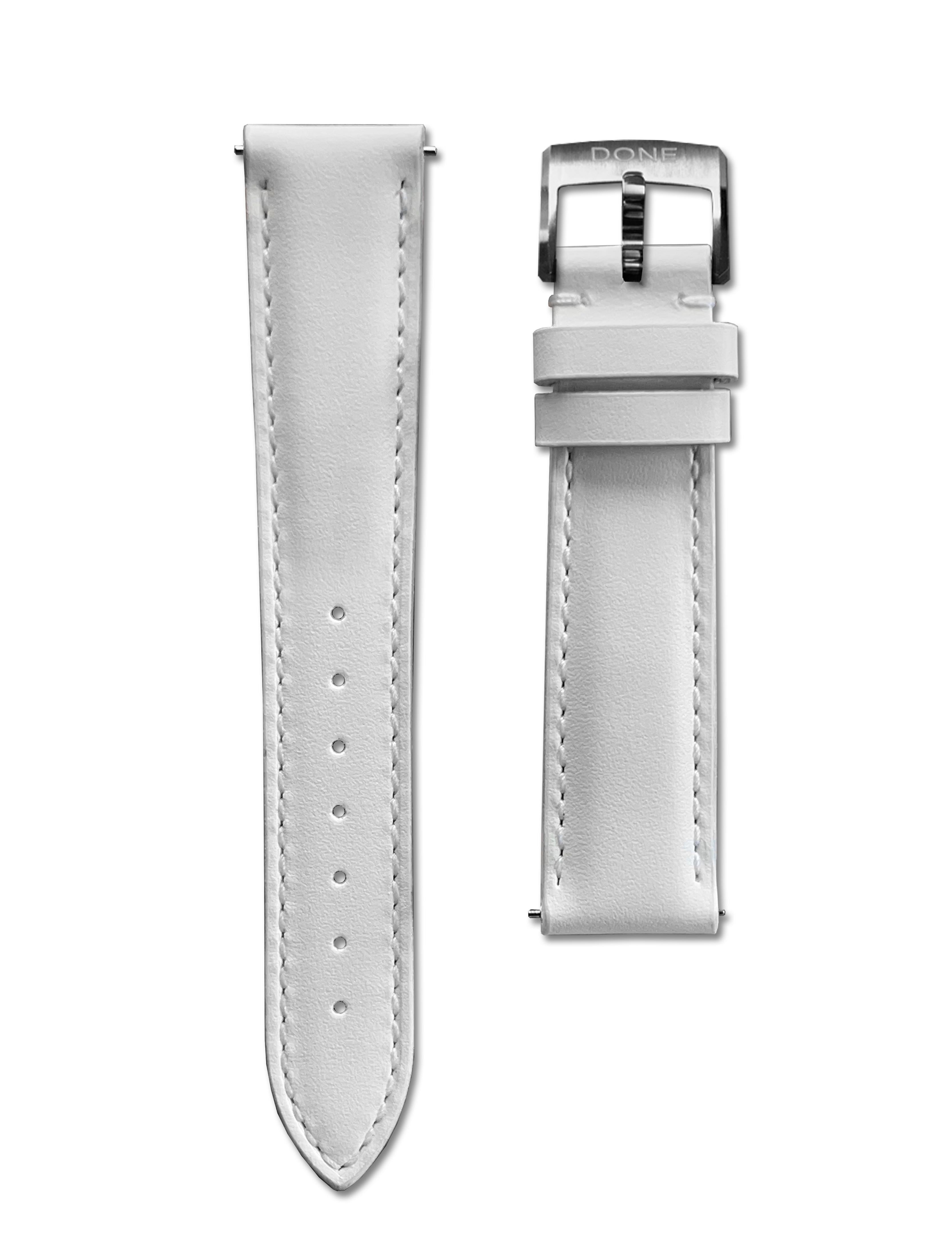 CUIR BLANC - 18/16MM - ARDILLON ACIER
