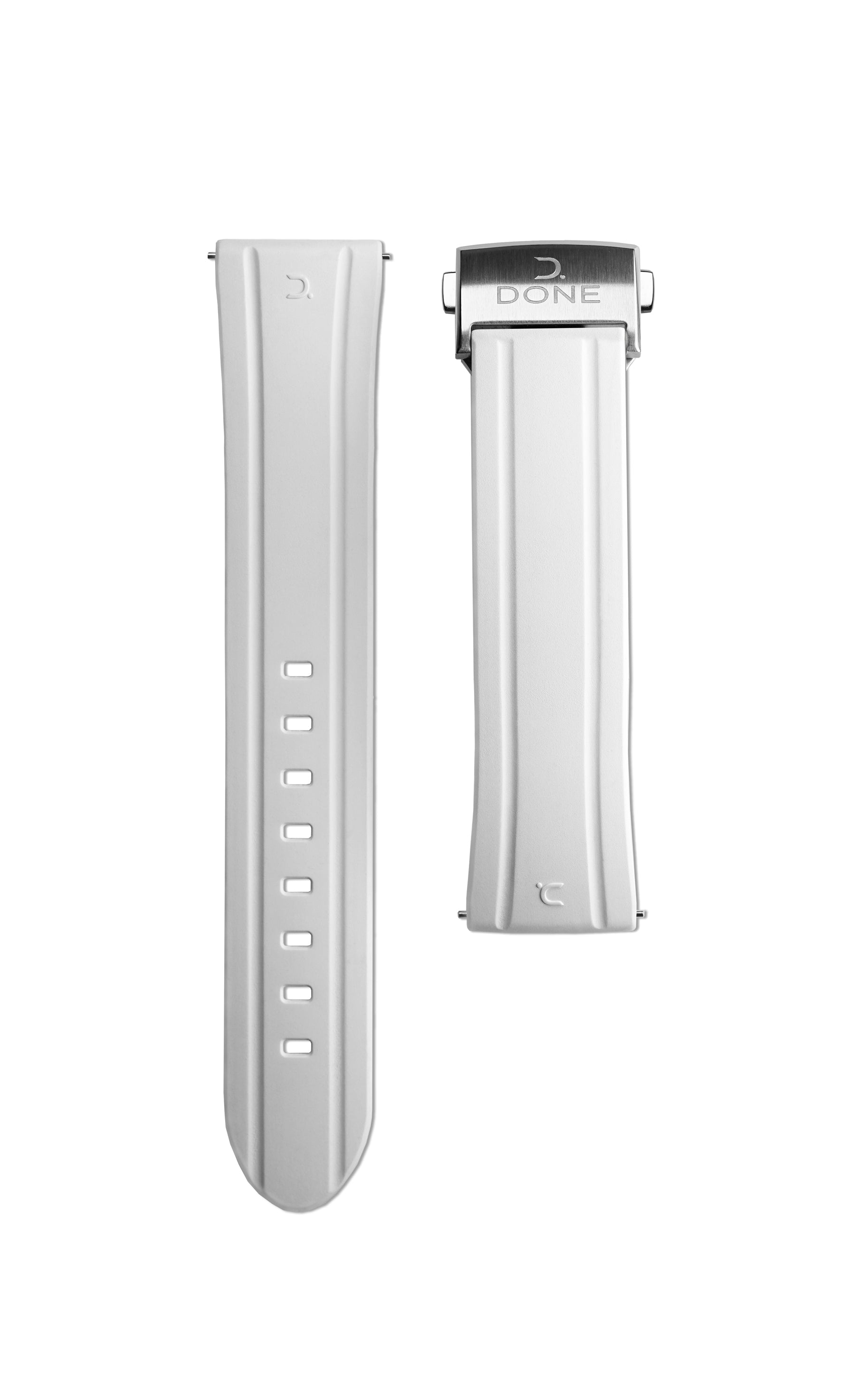 CAOUTCHOUC BLANC - 20/18MM - DÉPLOYANTE ACIER