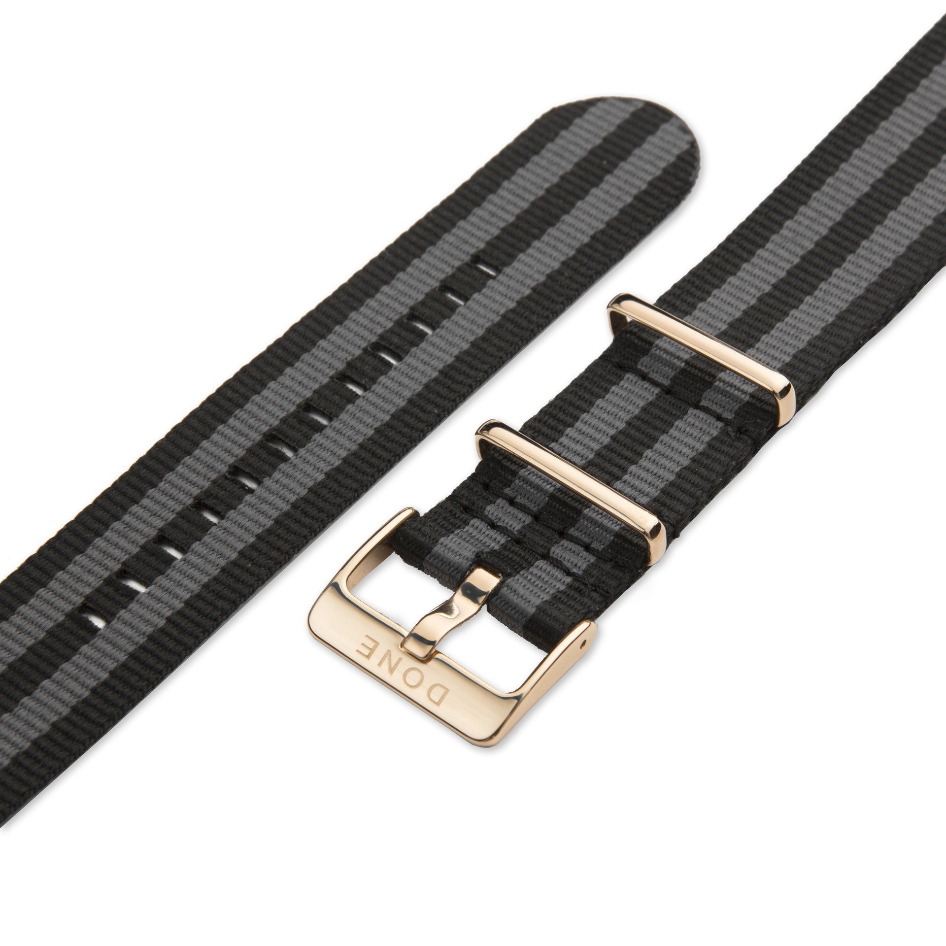 NATO BLACK-GREY - 22MM - ROSE GOLD PVD STEEL