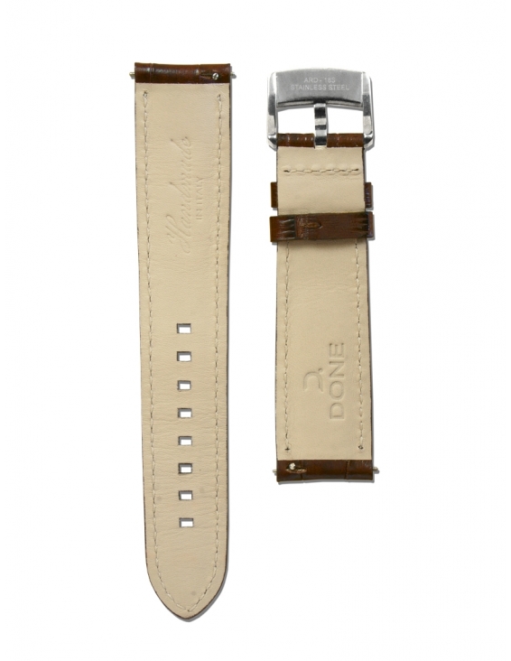 Leather Strap 20/18mm - Brown Alligator pattern - S-Steel... 2