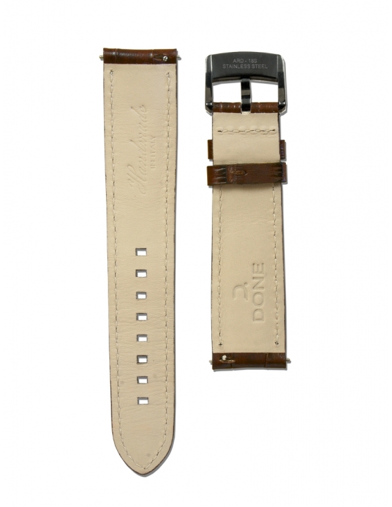 Leather Strap 20/18mm - Brown Alligator pattern - Black... 2