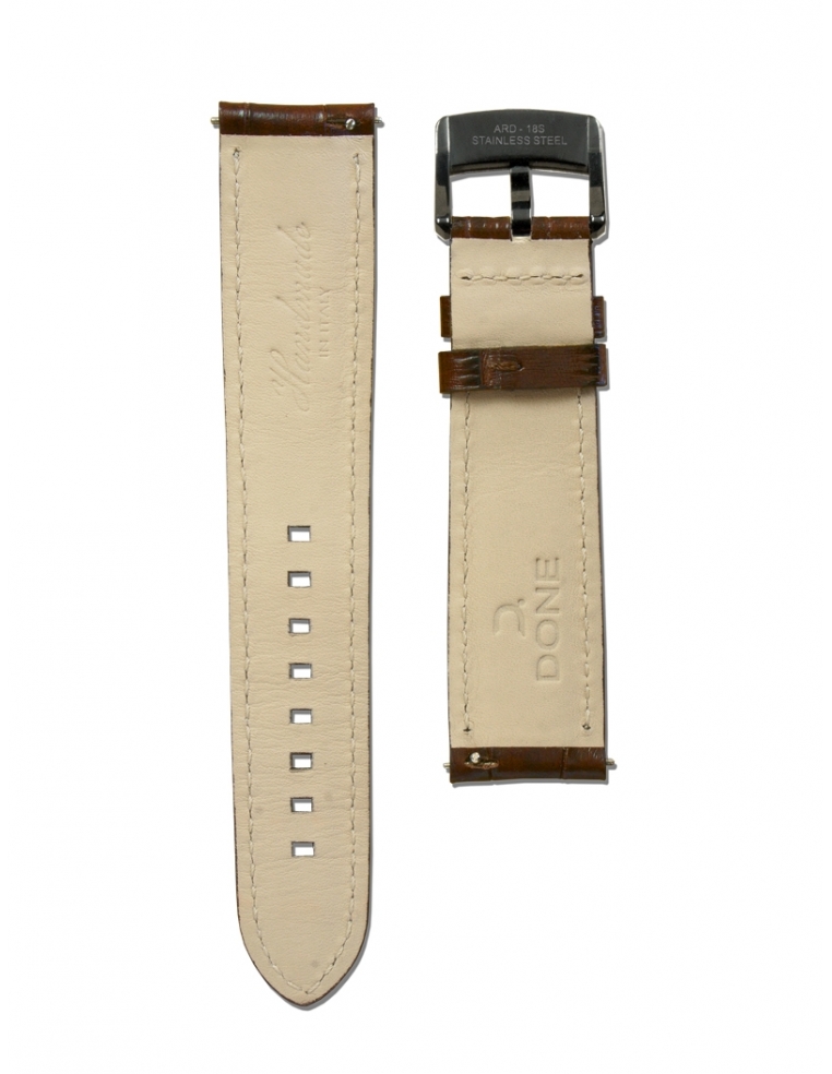 Leather Strap 20/18mm - Brown Alligator pattern...