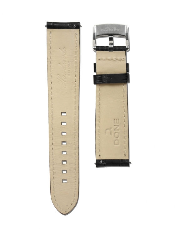 Bracelet 20/18mm - Cuir noir imitation alligator - Boucle... 2