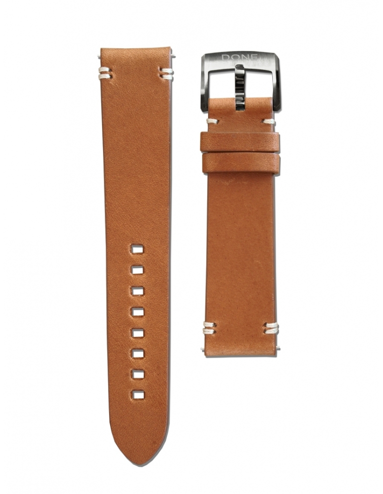 Leather Strap 20/18mm - Brown - S-Steel pin buckle