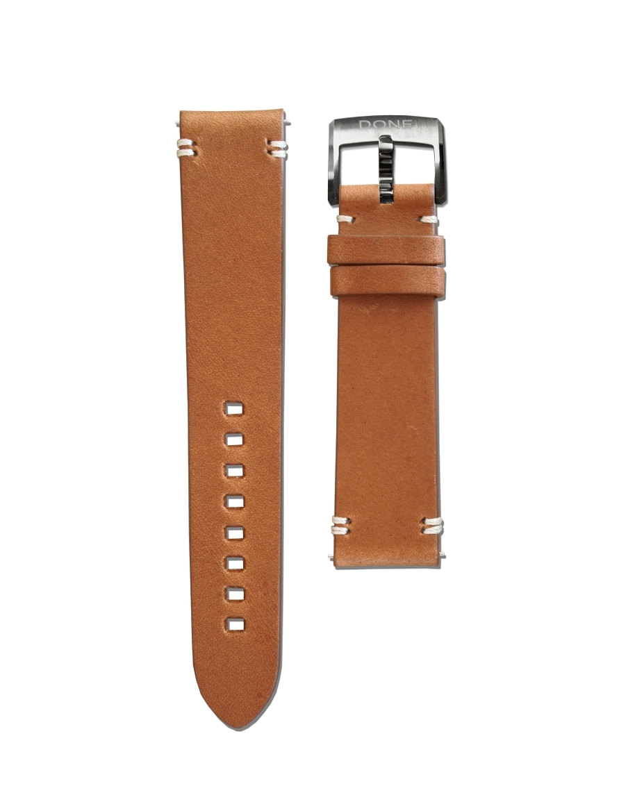 Leather Strap 20/18mm - Brown - S-Steel pin buckle