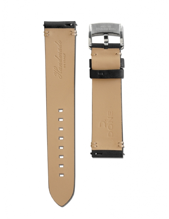 Leather Strap 20/18mm - Black - S-Steel pin buckle 2
