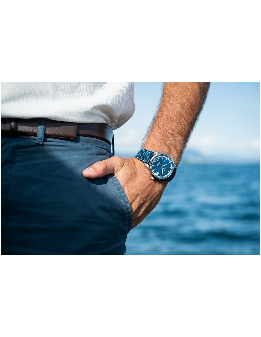 Bracelet 20/18mm - Tissu bleu - Boucle ardillon acier