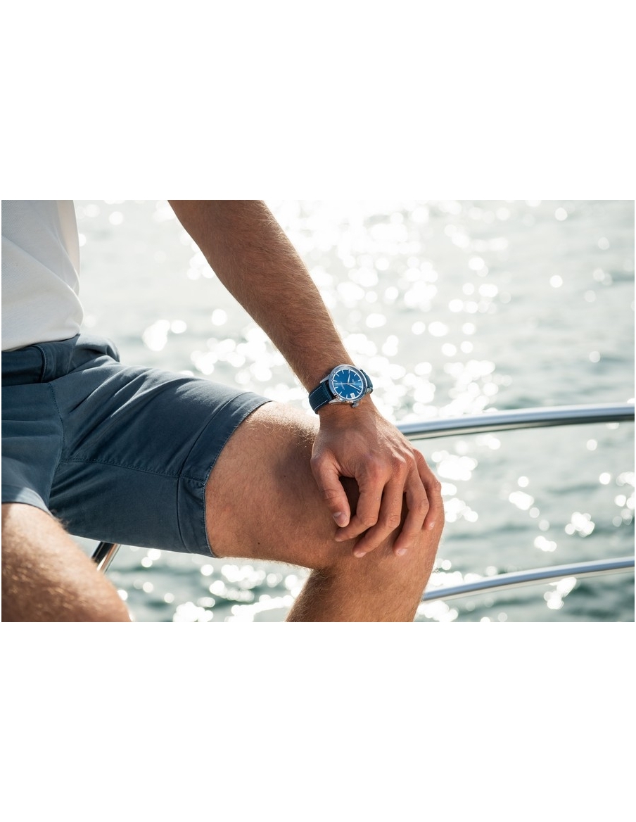 Bracelet 20/18mm - Tissu bleu - Boucle ardillon acier