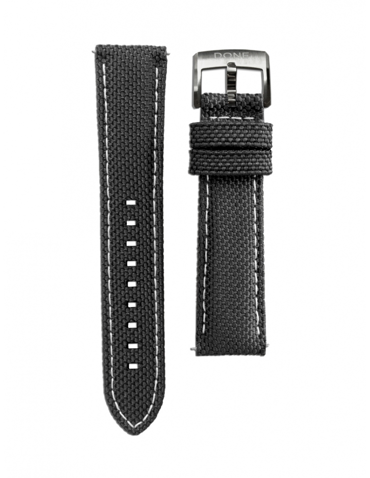 Bracelet 20/18mm - Tissu noir - Boucle ardillon acier
