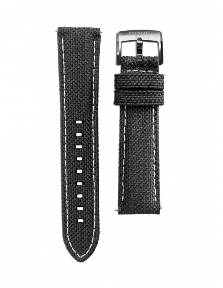 Fabric Strap 20/18mm - Black - S-Steel pin buckle