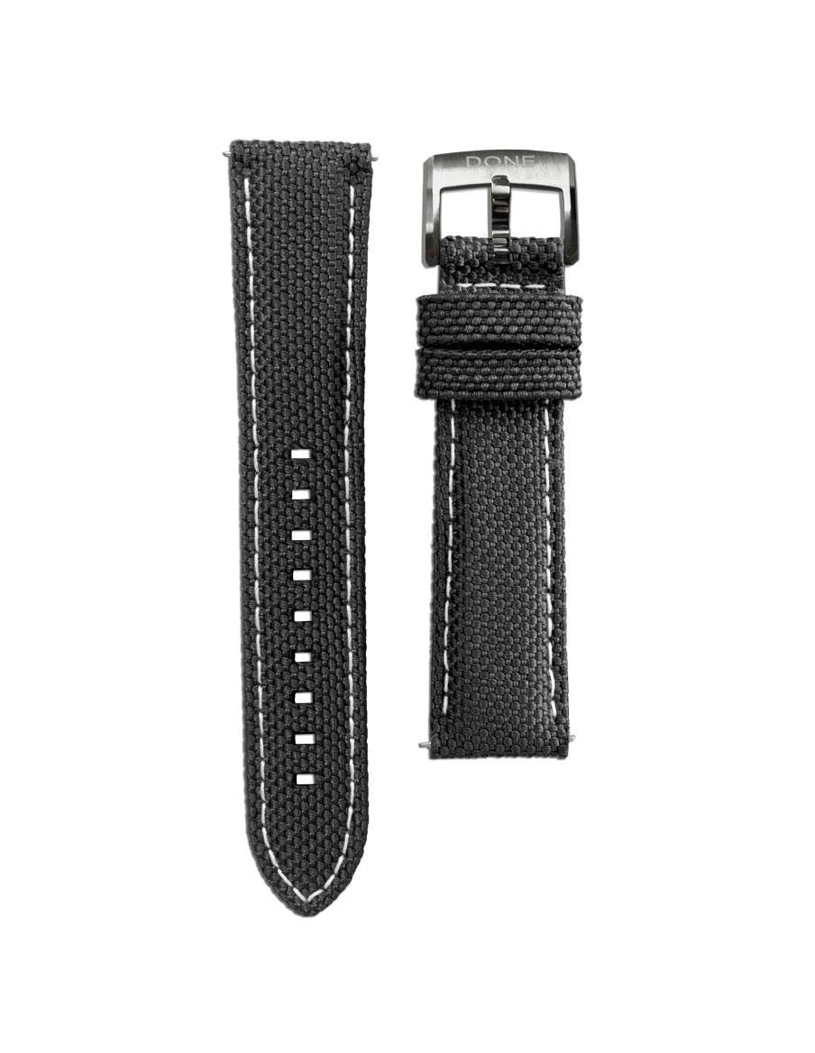 Fabric Strap 20/18mm - Black - S-Steel pin buckle