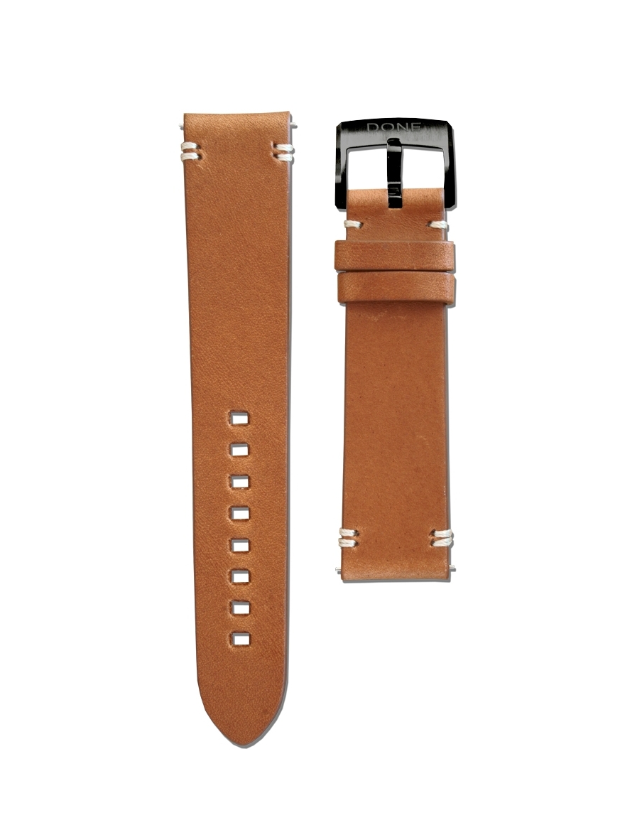 Leather Strap 20/18mm - Brown - Black PVD pin buckle