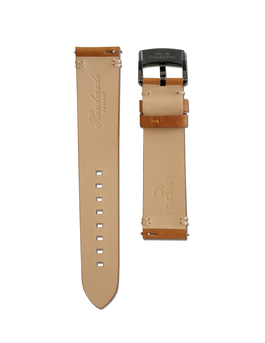 Leather Strap 20/18mm - Brown - Black PVD pin buckle