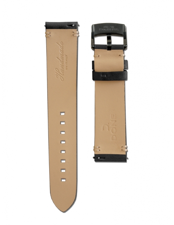 Leather Strap 20/18mm - Black - Black PVD pin buckle 2