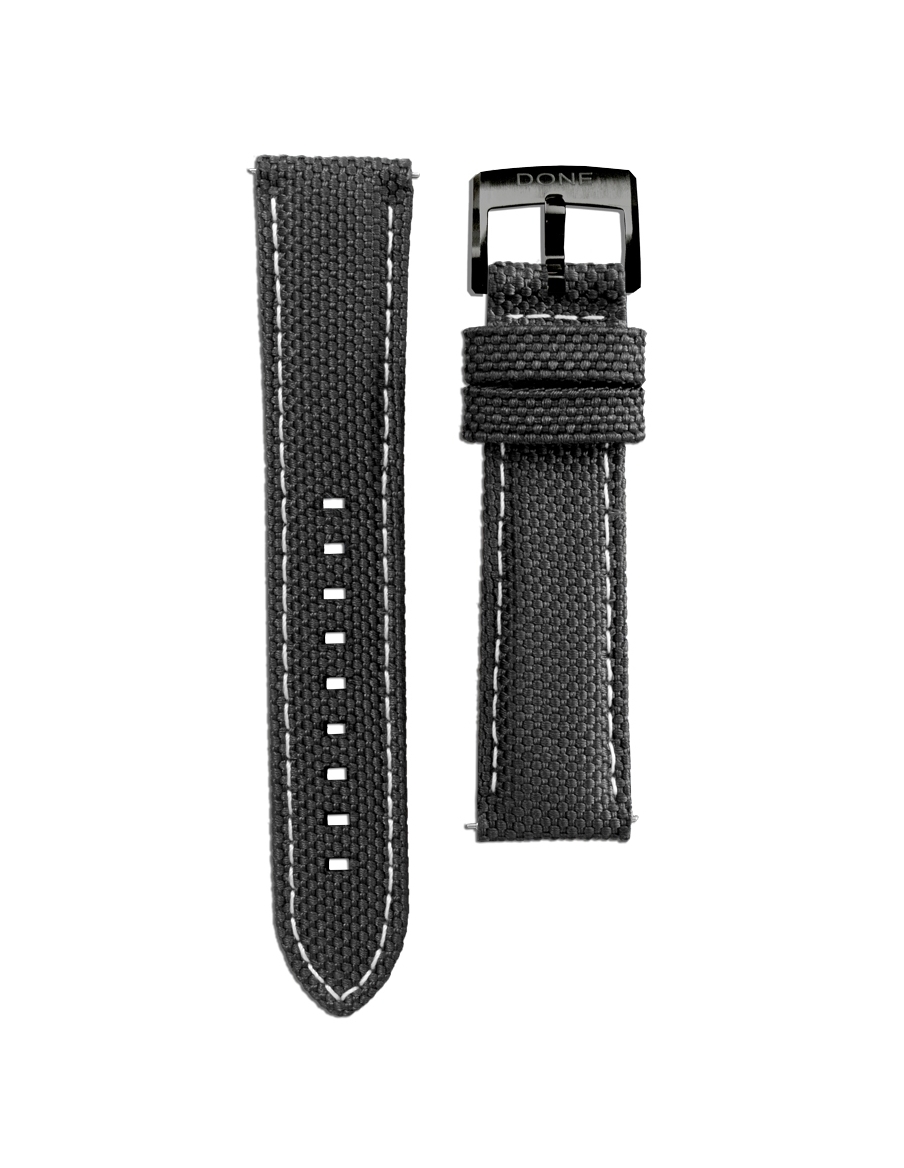 Fabric Strap 20/18mm - Black - Black PVD pin buckle