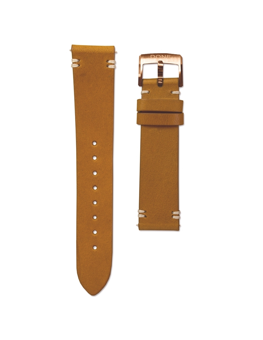 Leather strap 18/16mm - Brown - S-Steel/Pink gold Pin Buckle