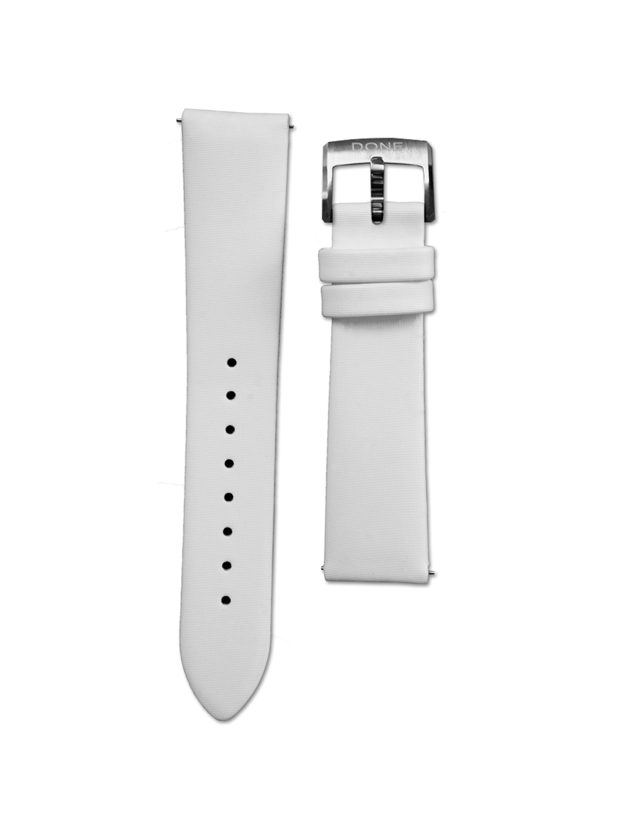 Satin strap 18/16mm - White - S-Steel pin buckle