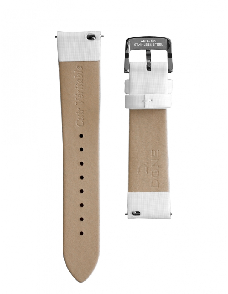 Satin strap 18/16mm - White - S-Steel pin buckle