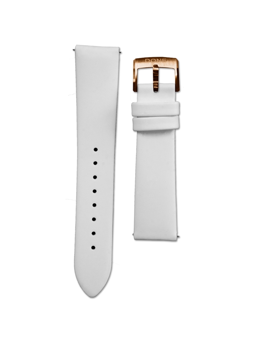 Satin strap 18/16mm - White - S-Steel/Pink Gold pin buckle