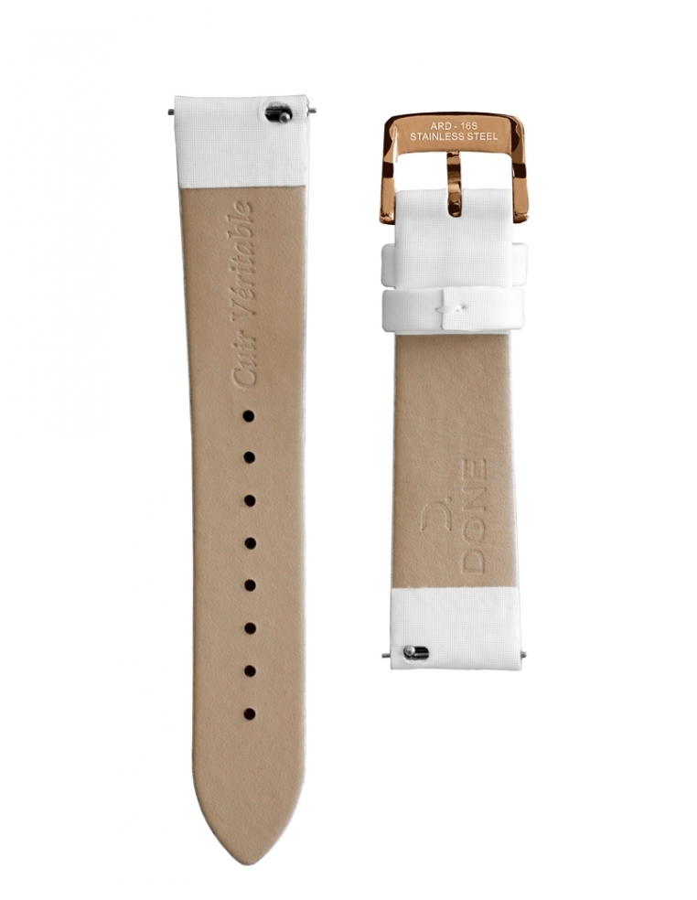 Satin strap 18/16mm - White - S-Steel/Pink Gold...