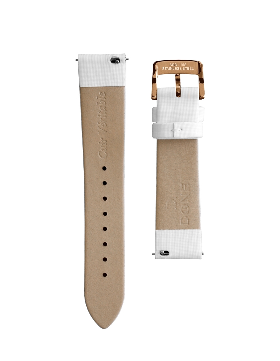 Satin strap 18/16mm - White - S-Steel/Pink Gold pin buckle