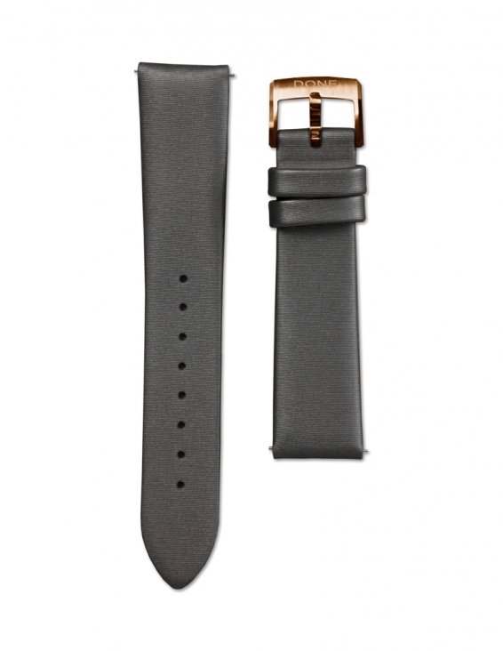 Satin strap 18/16mm - Grey - S-Steel/Pink gold pin buckle