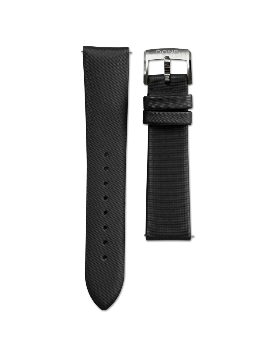 Bracelet 18/16mm - Satin noir - Boucle acier