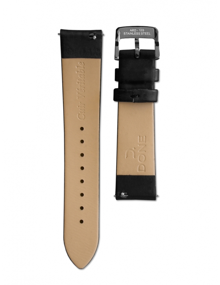 Satin Strap 18/16MM - black - S-Steel pin buckle