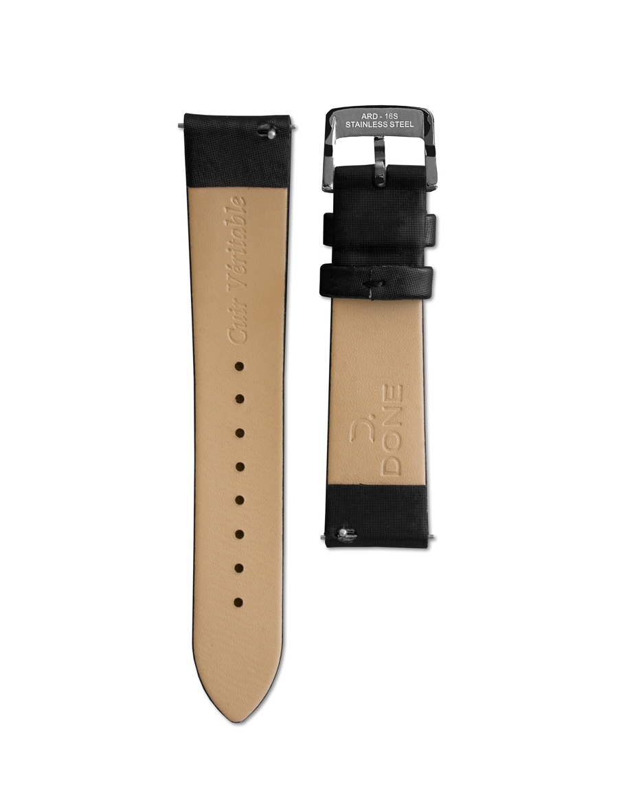 Satin Strap 18/16MM - black - S-Steel pin buckle