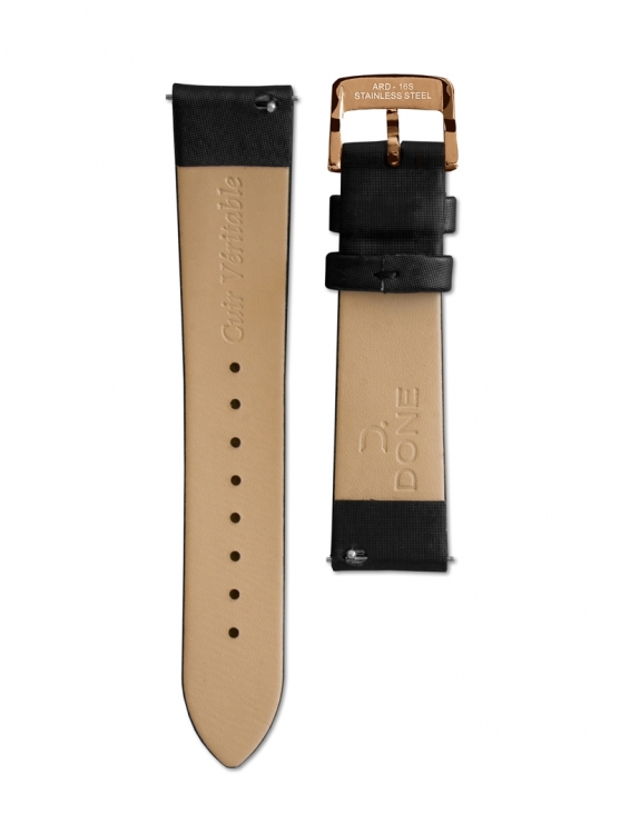 Satin Strap 18/16MM - black - S-Steel/Pink gold pin buckle 2