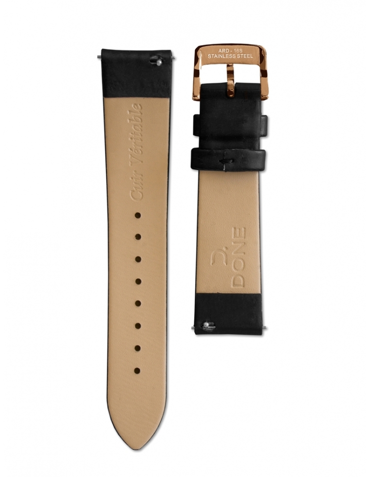 Satin Strap 18/16MM - black - S-Steel/Pink gold...
