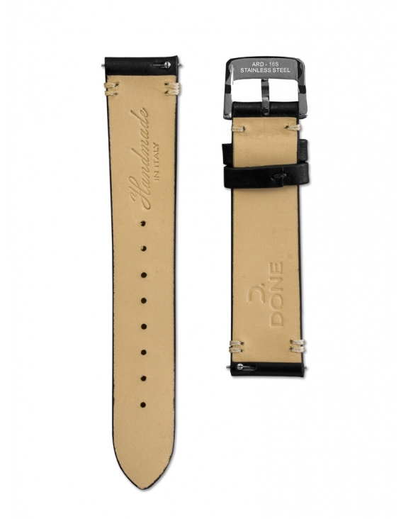 Leather strap 18/16mm - Black - S-Steel Pin buckle 2