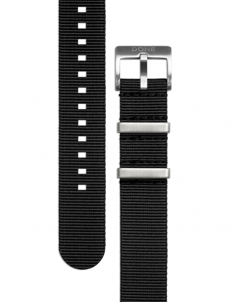 NATO Strap 20mm - Black with s-steel buckle