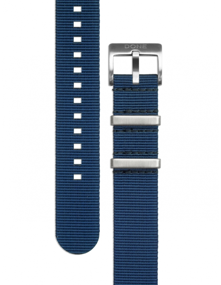 Bracelet 20mm - NATO bleu sur boucle acier