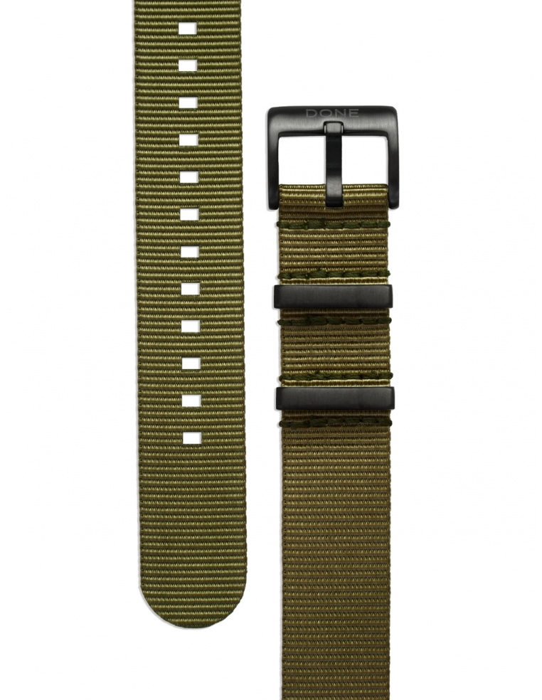 Bracelet 20mm - NATO vert olive sur boucle acier noire
