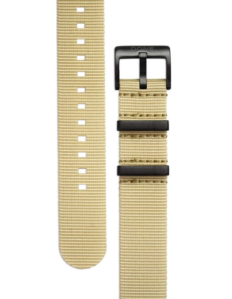 Bracelet 20mm - NATO beige sur boucle acier noire
