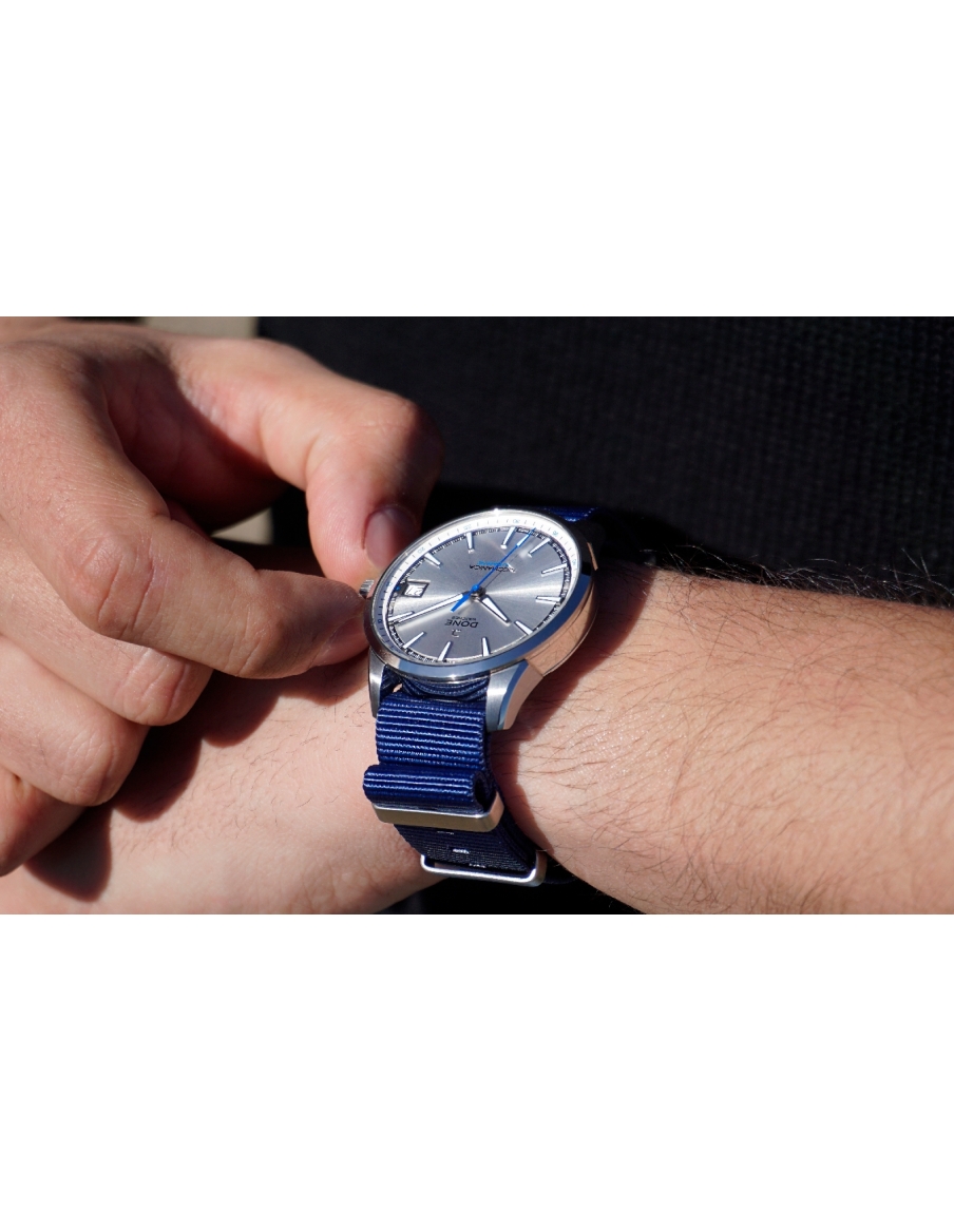 Bracelet 20mm - NATO bleu sur boucle acier