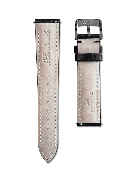 Leather strap 18/16mm - Black - S-Steel Pin buckle 2