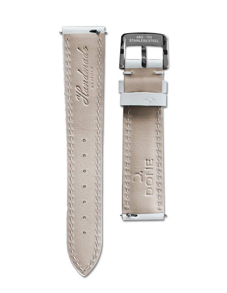 Leather strap 18/16mm - White - S-Steel Pin buckle