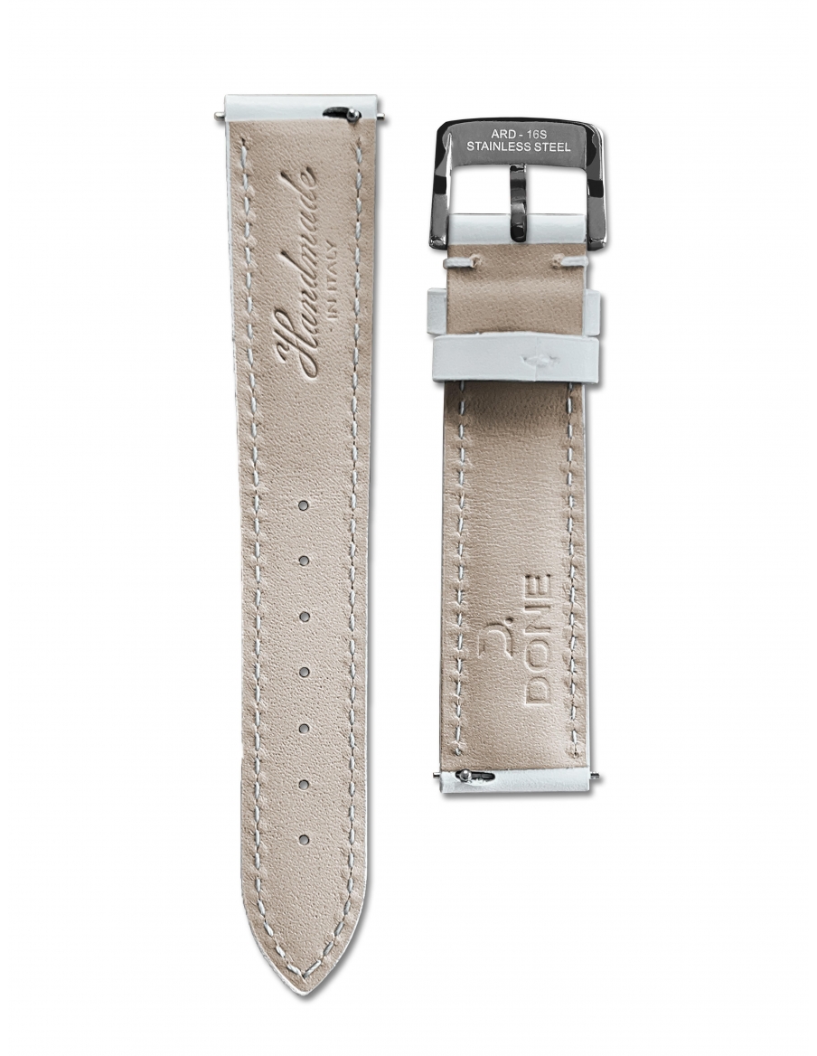 Leather strap 18/16mm - White - S-Steel Pin buckle