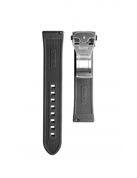 BRACELET 20/18 - CAOUTCHOUC FKM NOIR - BOUCLE DÉPLOYANTE 2