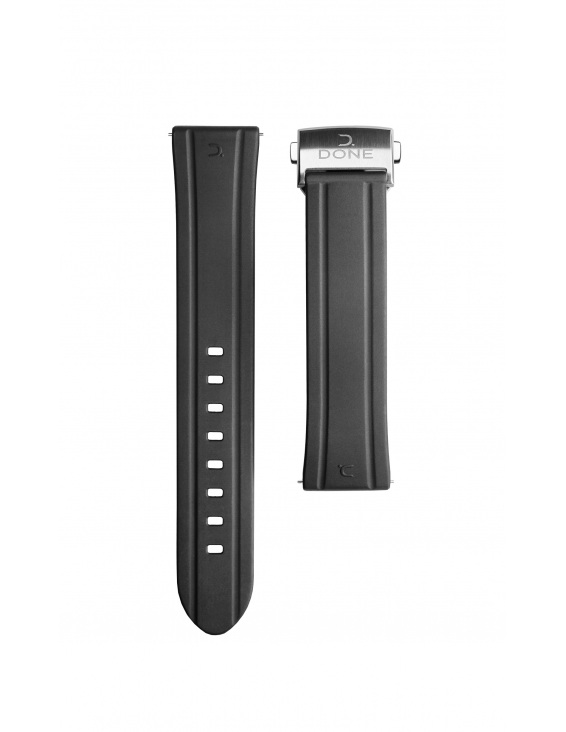 BRACELET 20/18 - CAOUTCHOUC FKM NOIR - BOUCLE DÉPLOYANTE