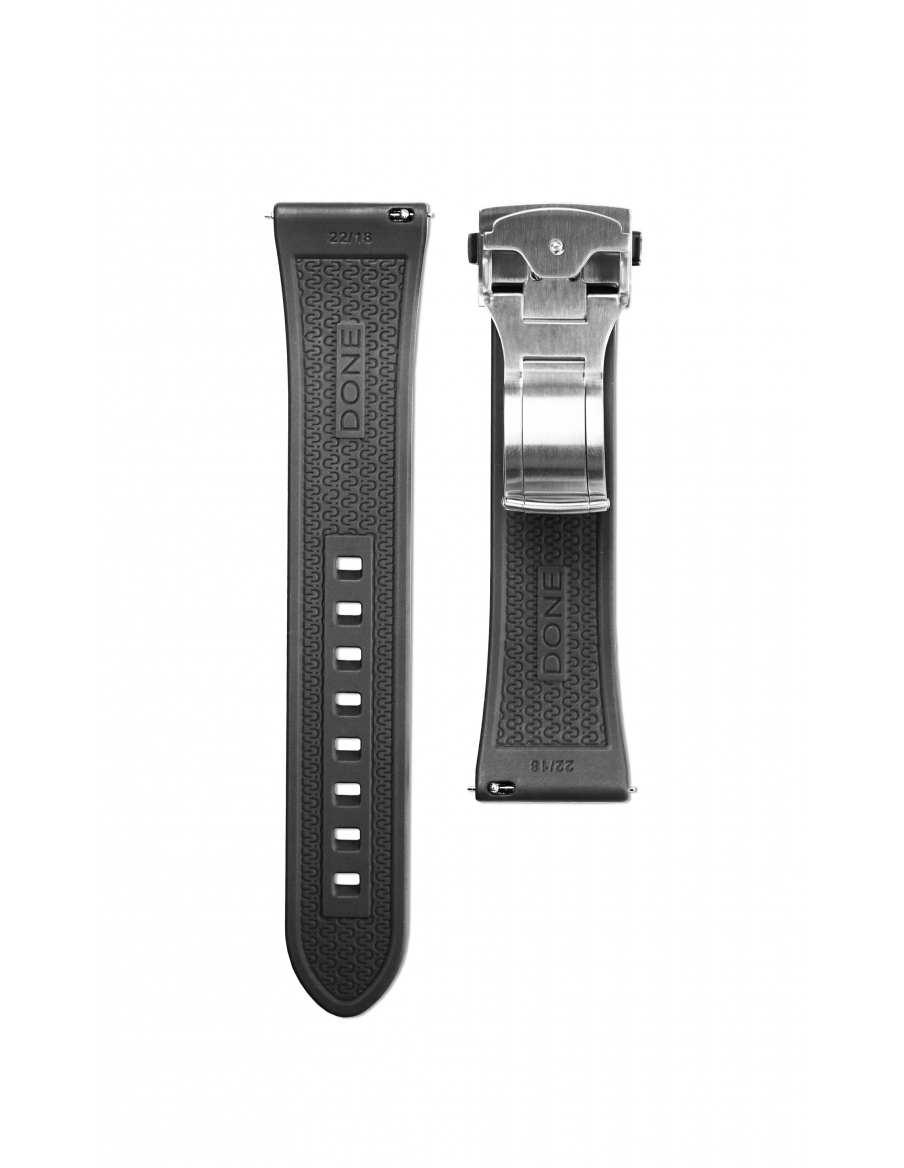 BRACELET 22/18 - CAOUTCHOUC FKM NOIR - BOUCLE DÉPLOYANTE