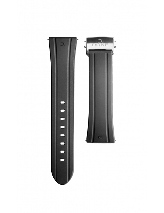 BRACELET 22/18 - BLACK FKM RUBBER - FOLDING CLASP