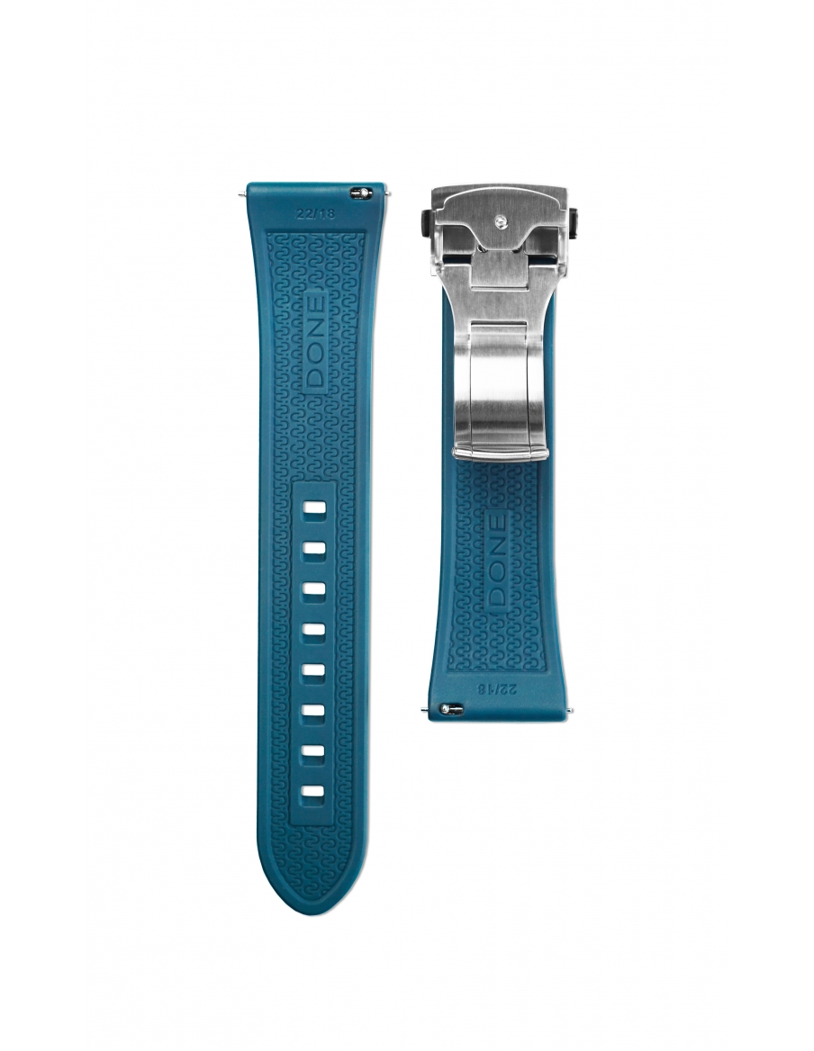BRACELET 22/18 - BLUE FKM RUBBER - FOLDING CLASP