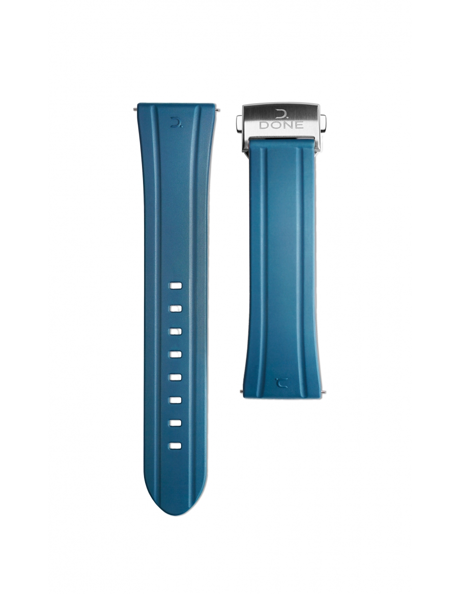BRACELET 22/18 - CAOUTCHOUC FKM BLEU - BOUCLE DÉPLOYANTE