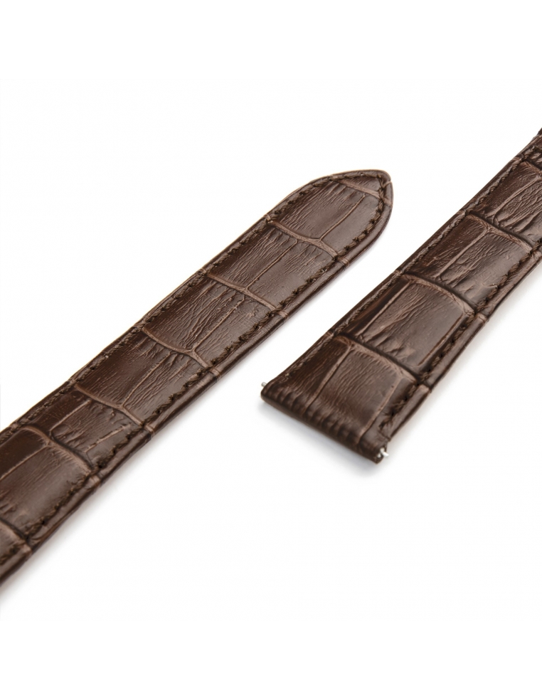 Bracelet 22/18mm - Cuir brun avec coutures brunes