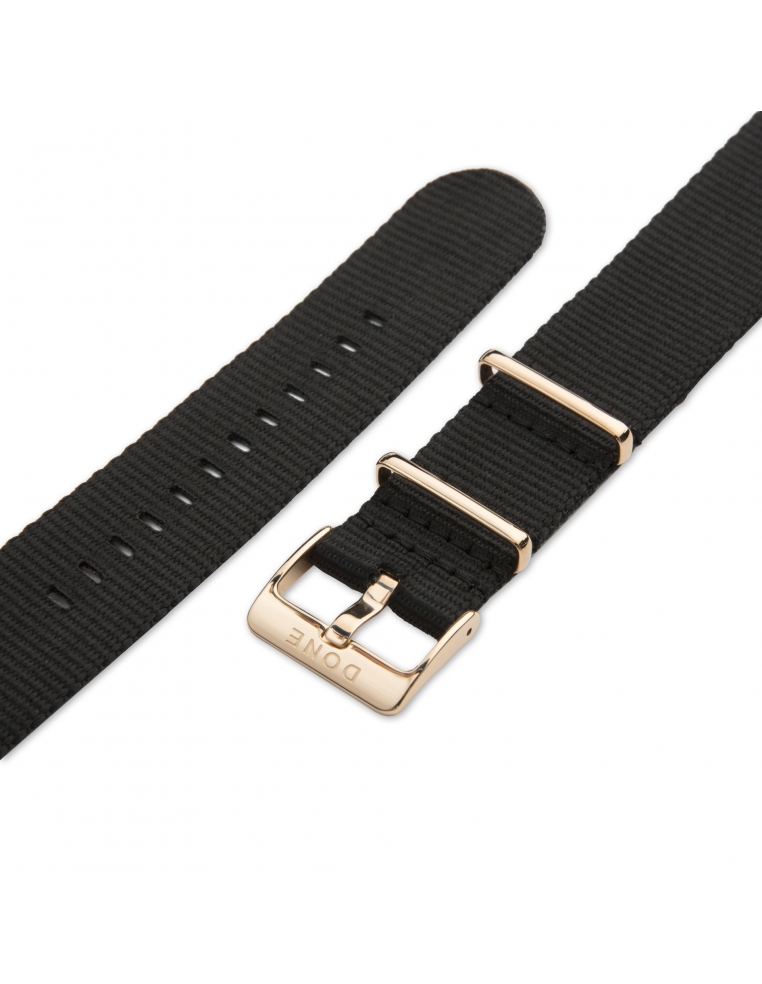 NATO Strap 22mm - Black with pink-gold buckle