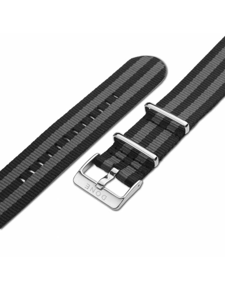 NATO Strap 22mm - Black and Grey on a s-steel buckle